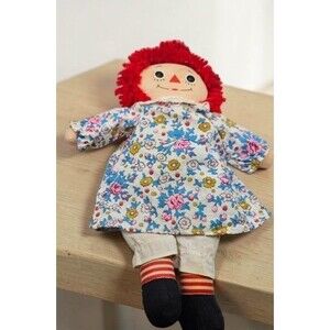 Vintage Knickerbocker Raggedy Ann Doll 12 Inch Cloth Plush Yarn Hair
